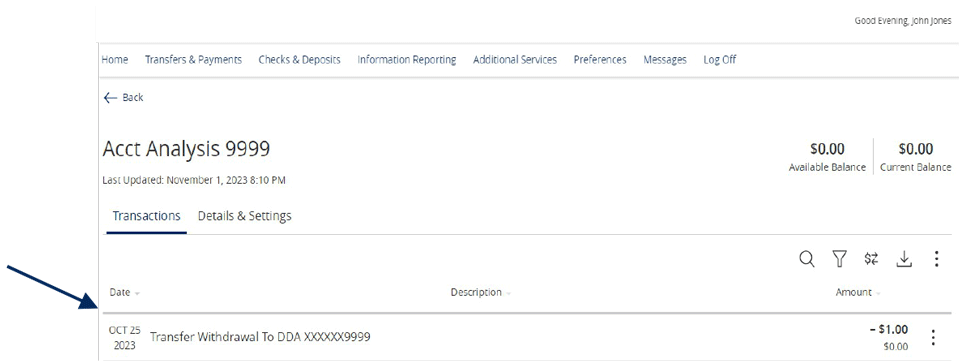 Account Analysis within Transactions.