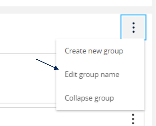 Close-up of the Options icon menu with Edit Group Name selected.