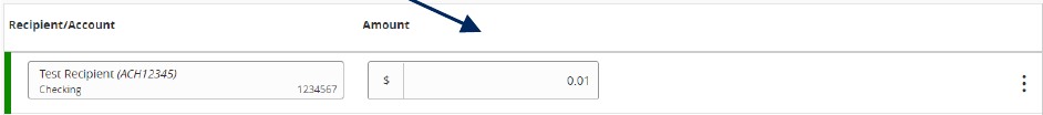 Recipient/Account and the dollar amount of the payroll transaction.