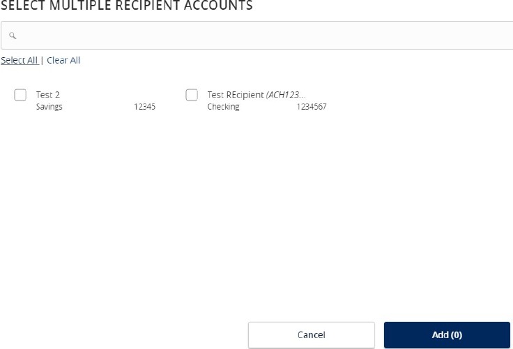 Select Multiple Recipient Accounts and the Add button.