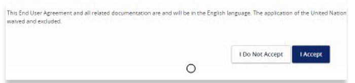 First Time Login Disclaimer with I Do Not Accept and I Accept buttons at the bottom of the screen.