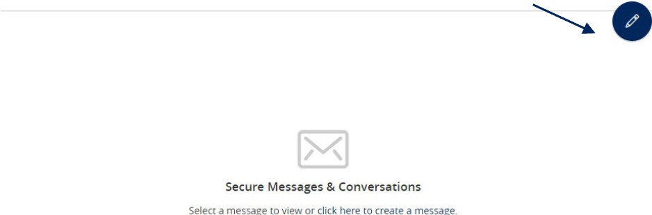 Secure Messages and Conversations page showing pencil icon.