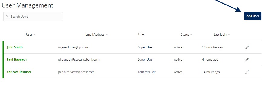 User Management and the Add User button.