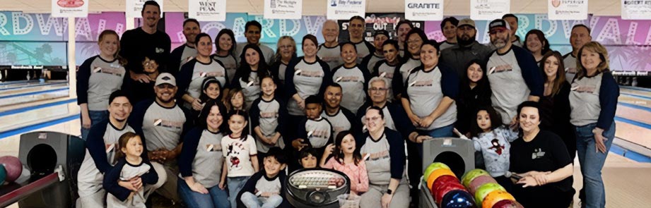 Bank staff at a bowling fundraiser
