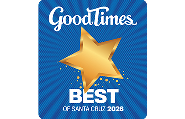 Good Times Best of Santa Cruz 2026 graphic with a gold star on a blue background.