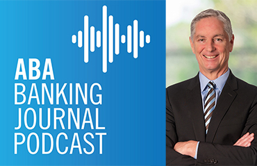 Logo for the American Bankers Association's Banking Journal Podcast alongside a professional headshot of Jon Sisk
